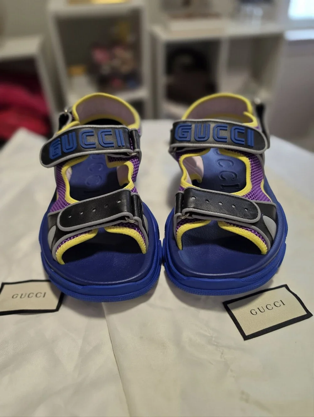 Gucci Rubber Colorblock Pattern Sandals